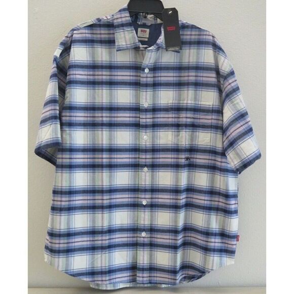 Levi's Men's Sz M Multicolor Plaid Oversized Casual S/S Button Up Shirt - Picture 1 of 11